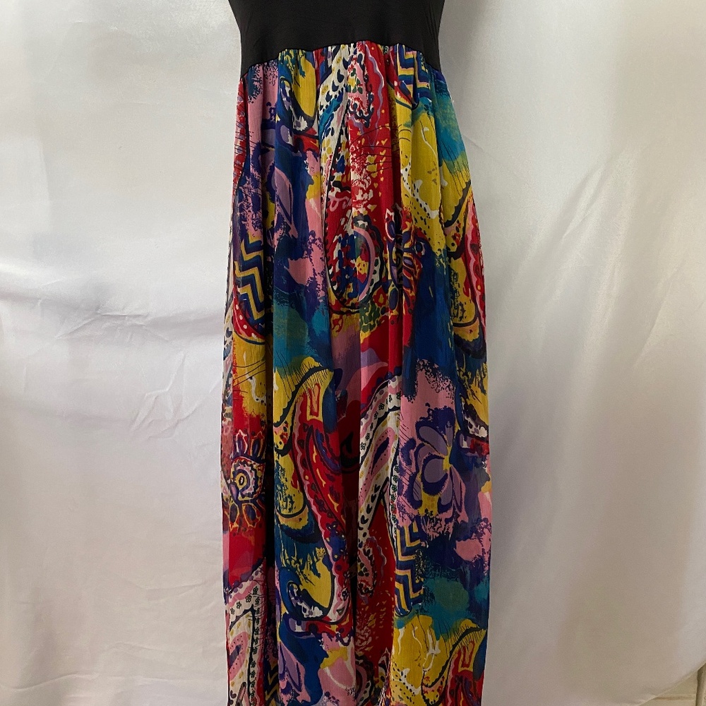 Tube Top Maxi Dress Multicolored Paisley Design Boho Size XL